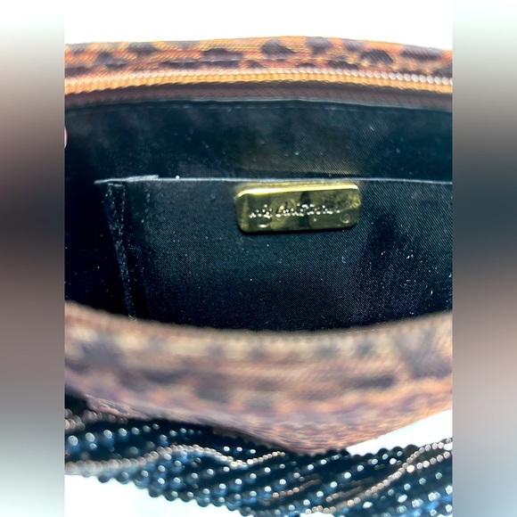 Vintage Inge Christopher Cheetah Print Beaded Handle Brushed Silk Evening Bag - Picture 4 of 7